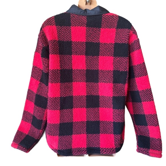Columbia Red and Black Plaid Fleece Shirt Button Up Jacket - Picture 2 of 8